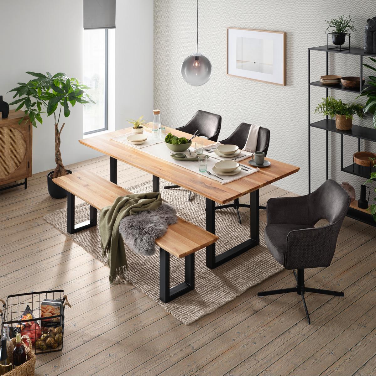 JÍDELNÍ STŮL PALAIS - černá/barvy dubu, Moderní, kov/dřevo (160/90/77cm) - Premium Living