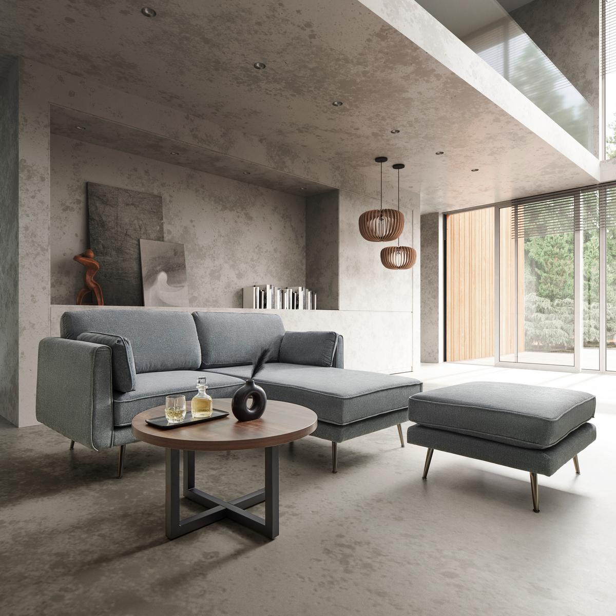 Sedací souprava DUNJA - šedá, Moderní, kov/dřevo (295/89/161cm) - P & B