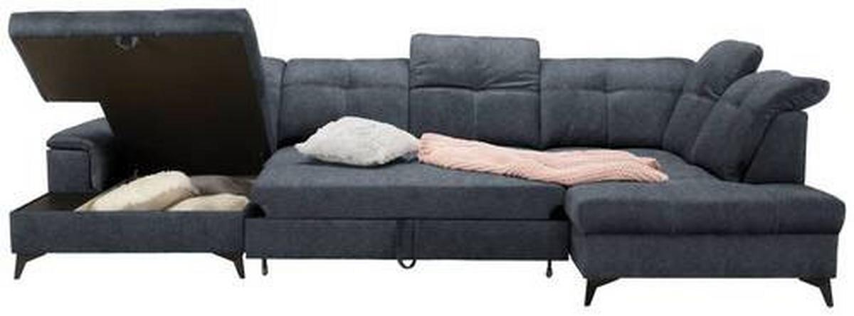 Sedacia súprava U SIERRA, pravá, grafitová CLOUD - čierna/grafitová, Modern, kov/textil (181/364/230cm) - Mömax