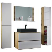 Badezimmer Lendas Bl XL - Honigeiche/Schwarz, MODERN, Glas/Keramik (147cm) - MID.YOU