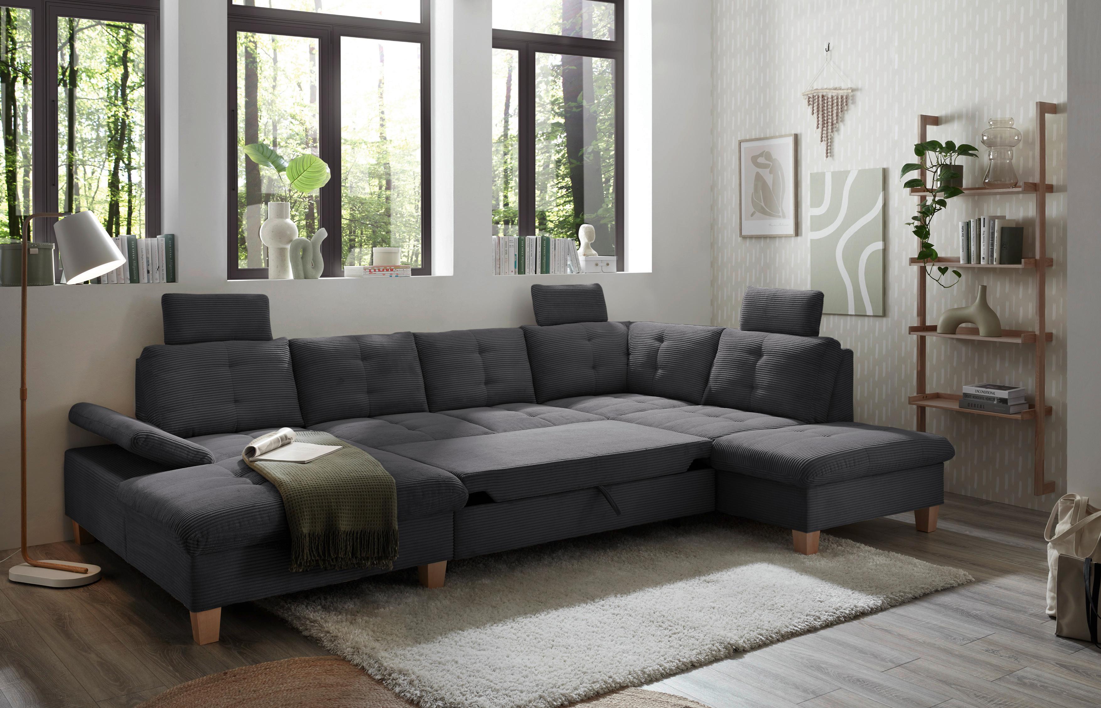 Wohnlandschaft Ascot Anthrazit U: 170x324x220 cm - Eichefarben/Anthrazit, KONVENTIONELL, Textil (170/324/220cm) - MID.YOU