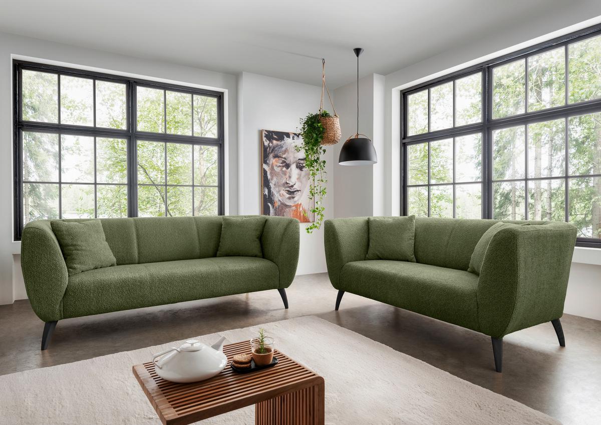 2-Sitzer-Sofa Colori Grün Rücken Echt - Schwarz/Grün, MODERN, Textil (172/83/88cm) - MID.YOU