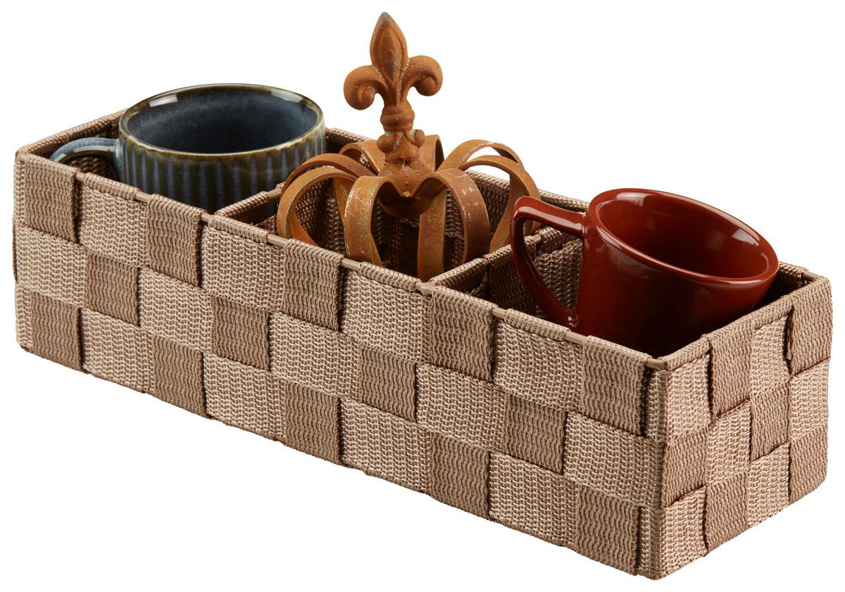 Tárolókosár Carolus - barna/fekete, Basics, műanyag/fém (30/10/8cm) - Ondega