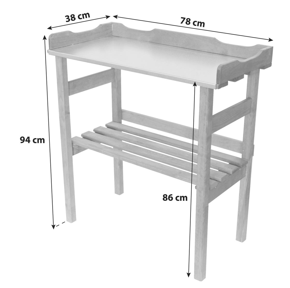 Pflanztisch Holz Mit Ablage L/b/h: 78/32/94 Cm - Braun, KONVENTIONELL, Holz/Metall (78/94/38cm)
