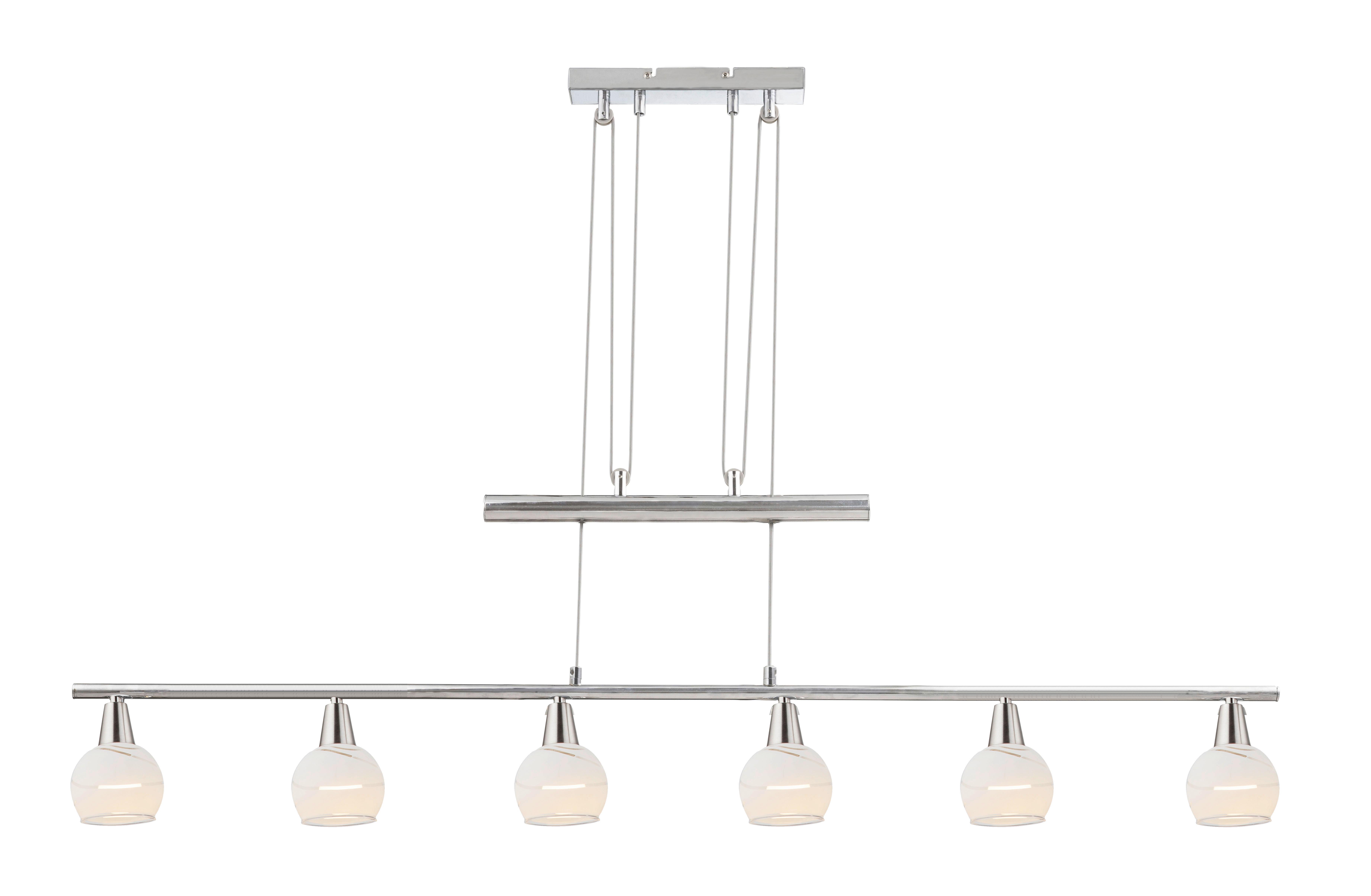 Led-hängeleuchte Globo H: 160 Cm 6-Flammig Mit Glas - Basics, Glas/Metall (90/9,8/160cm) - Globo