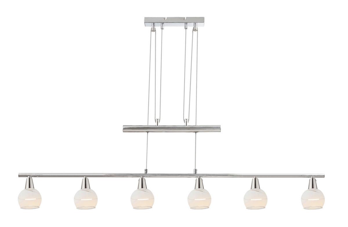 LED-Hängeleuchte Globo H: 160 cm 6-Flammig mit Glas - Basics, Glas/Metall (90/9,8/160cm) - Globo