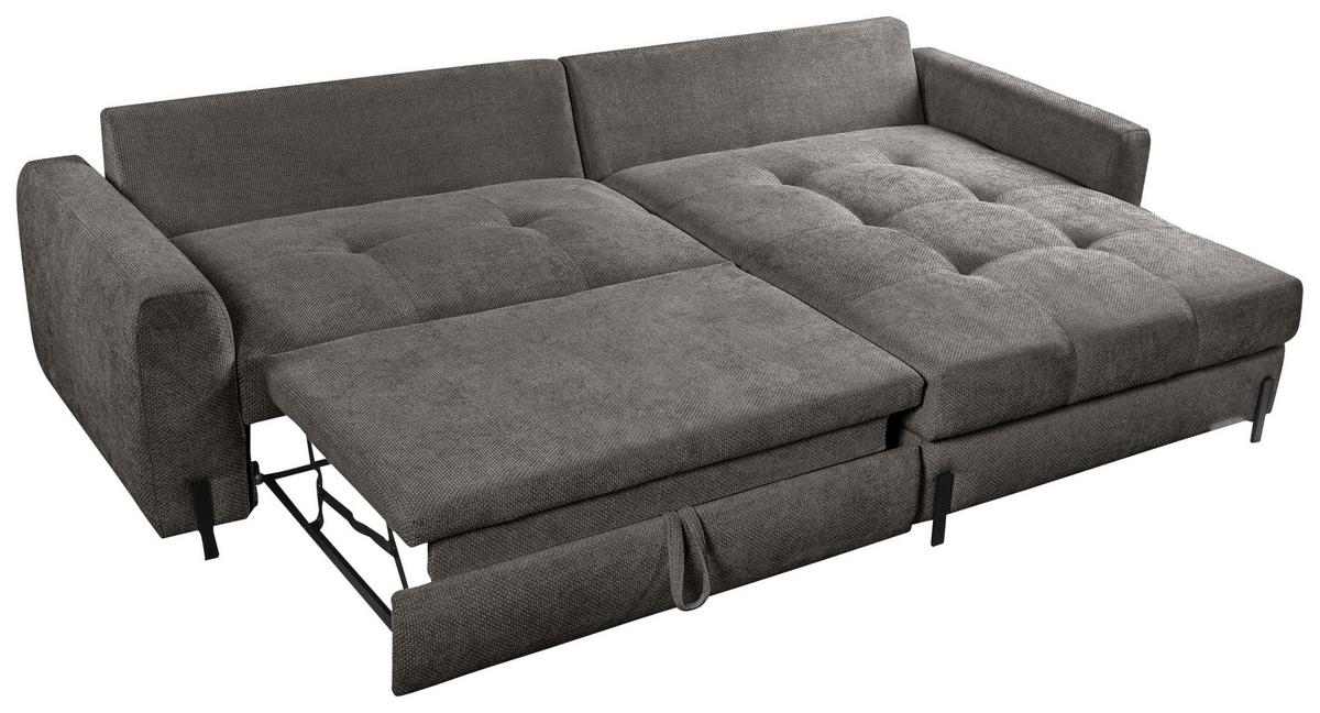 Ecksofa Naomi Graubraun/schwarz, 265 Cm - Graubraun/Schwarz, Design, Textil (265/162cm) - MID.YOU