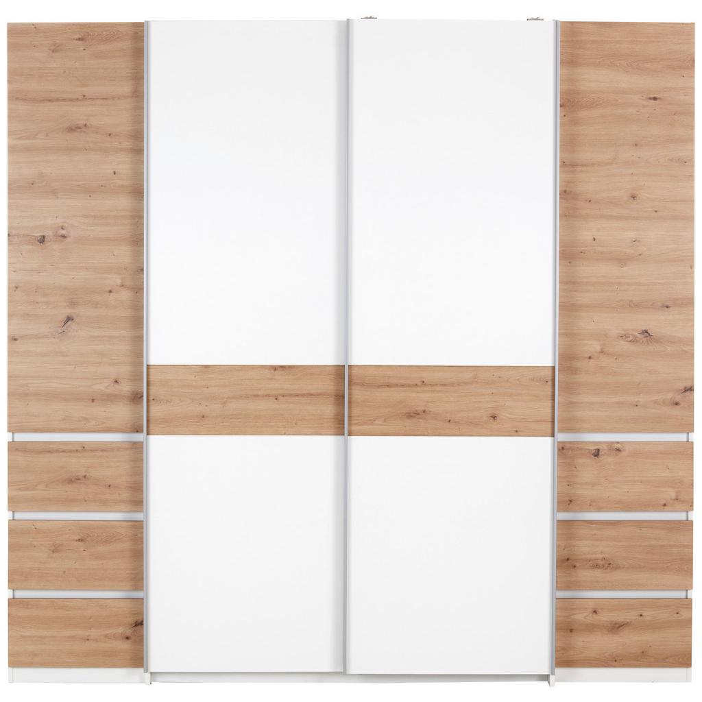 Drehtürenschrank mit Laden B: 215 cm Fabio Weiß/Eiche Dekor