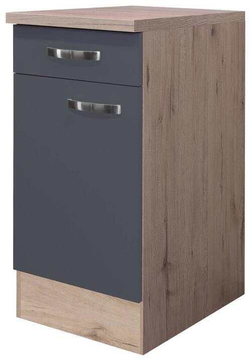 Küchenunterschrank Shadow B: 40 cm Grau/Eiche Dekor