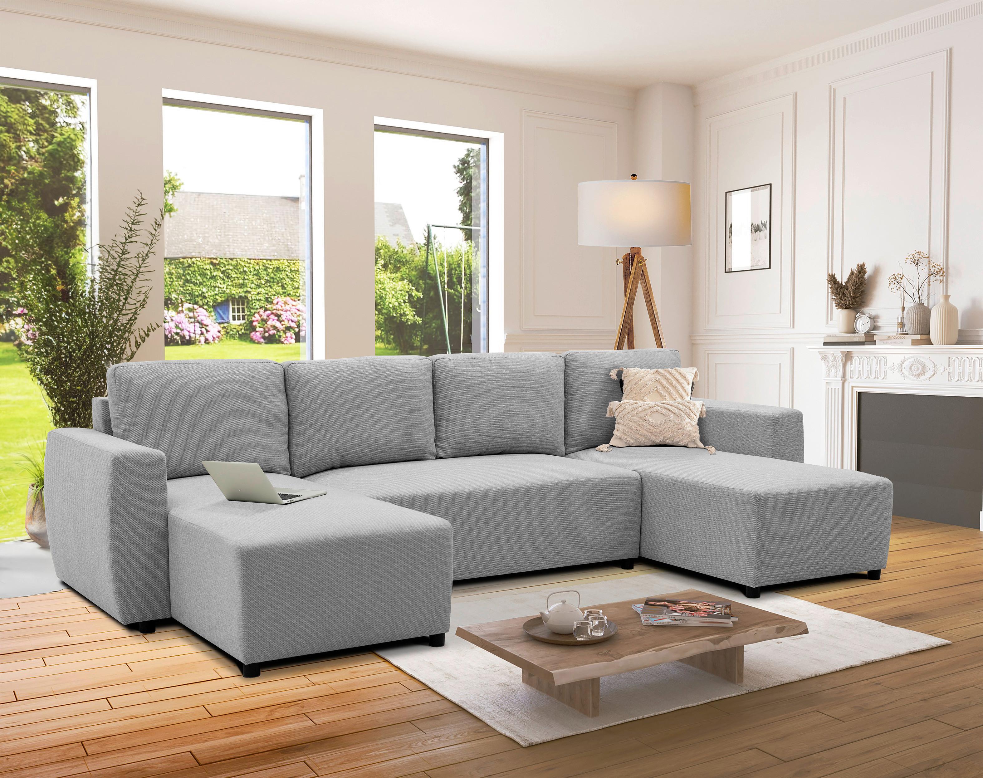 Wohnlandschaft Pharell Mit Schlaffunktion Grau - Schwarz/Grau, Basics, Textil (155/297/155cm) - Livetastic