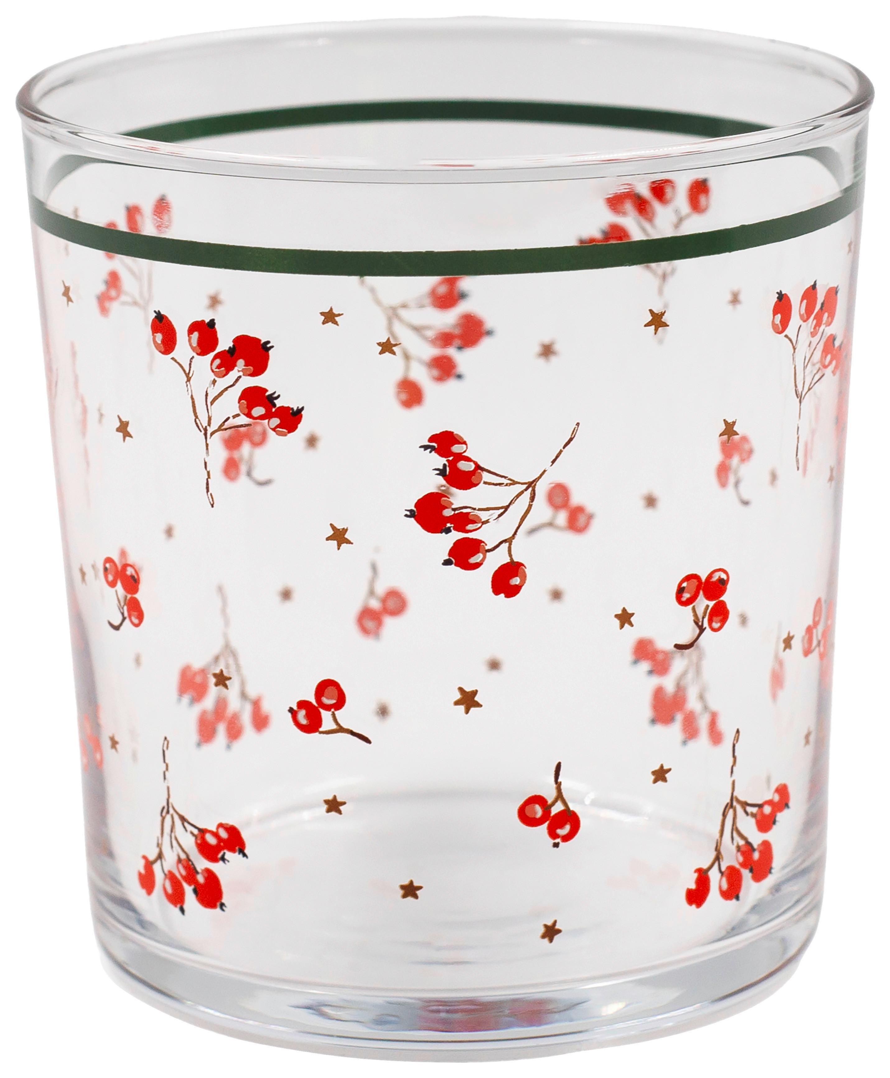 Trinkglas grün/Rot Malu ca. 380 ml - Rot/Grün, Basics, Glas (8,6/9cm) - Luca Bessoni