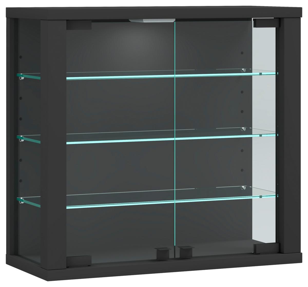 Hängevitrine Vitrosa Anthrazit Dekor B:43cm - Anthrazit, Design, Glas/Holzwerkstoff (43/40/18cm) - MID.YOU