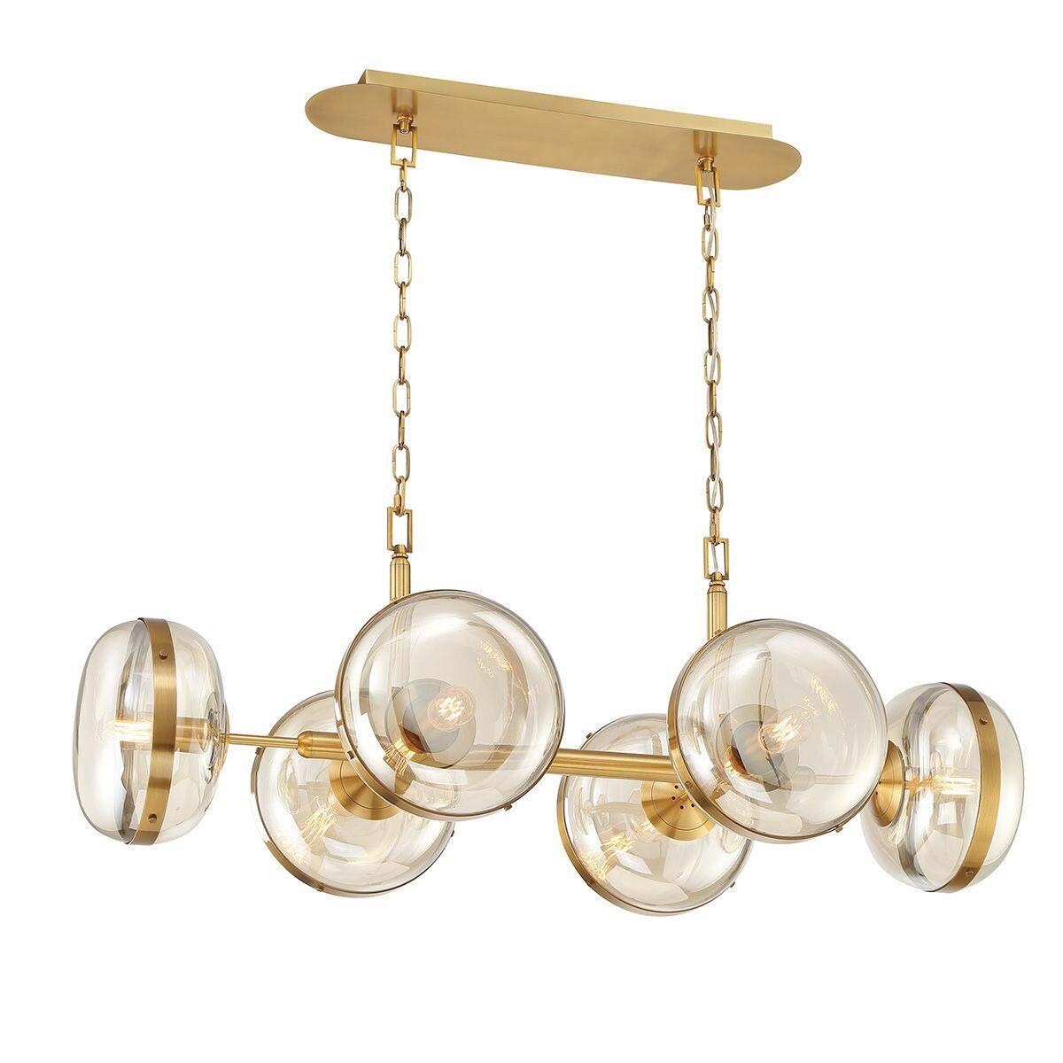 Függeszték Qn-Nottingham-6lp-Ab - sárgarézszínű, Konventionell, üveg/fém (44/110,5/53,3cm) - Elstead Lighting