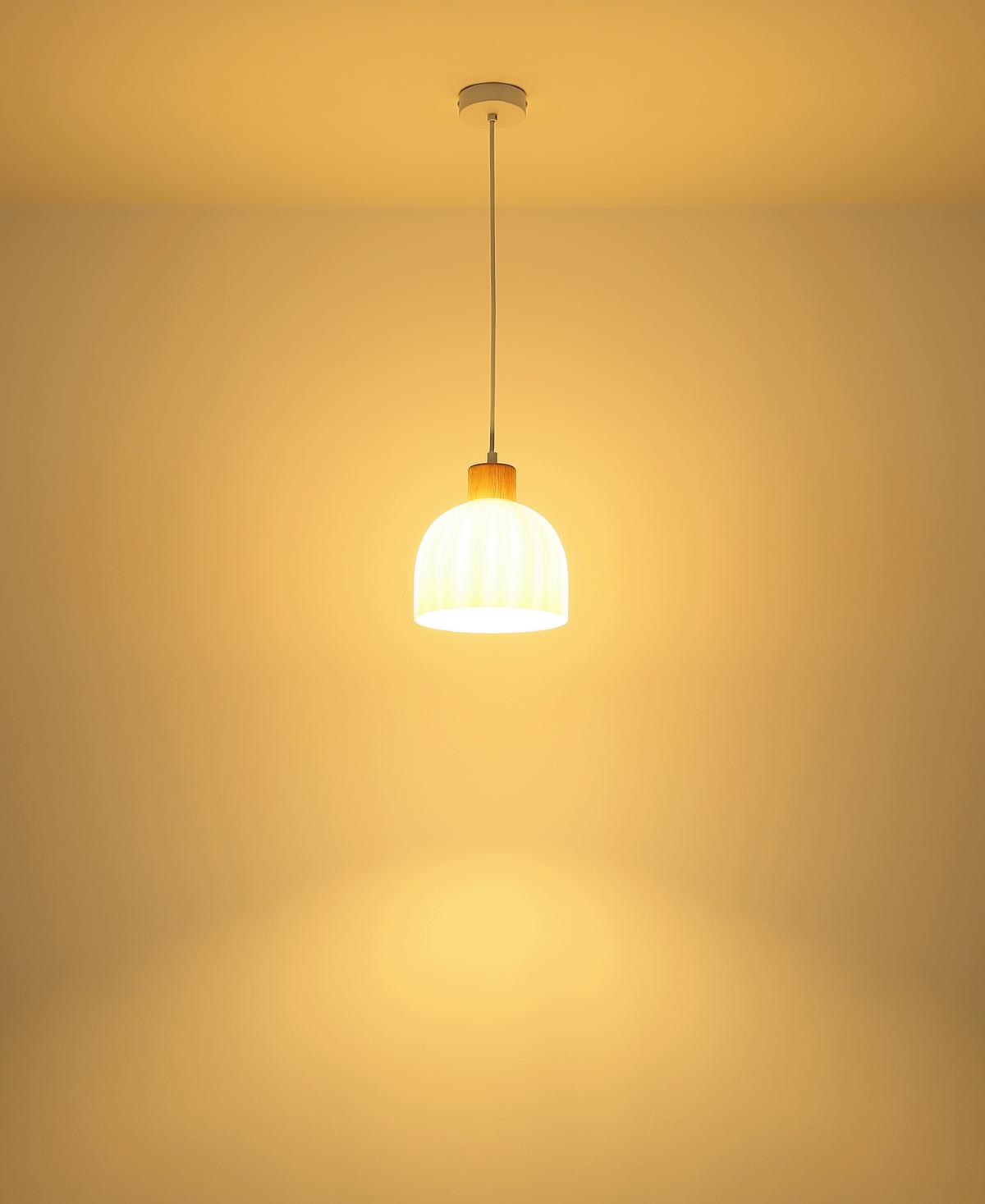 HÄNGELEUCHTE Braun, Opal, ca. 20x20 cm - Opal/Braun, Design, Glas/Holz (20/120cm) - Globo