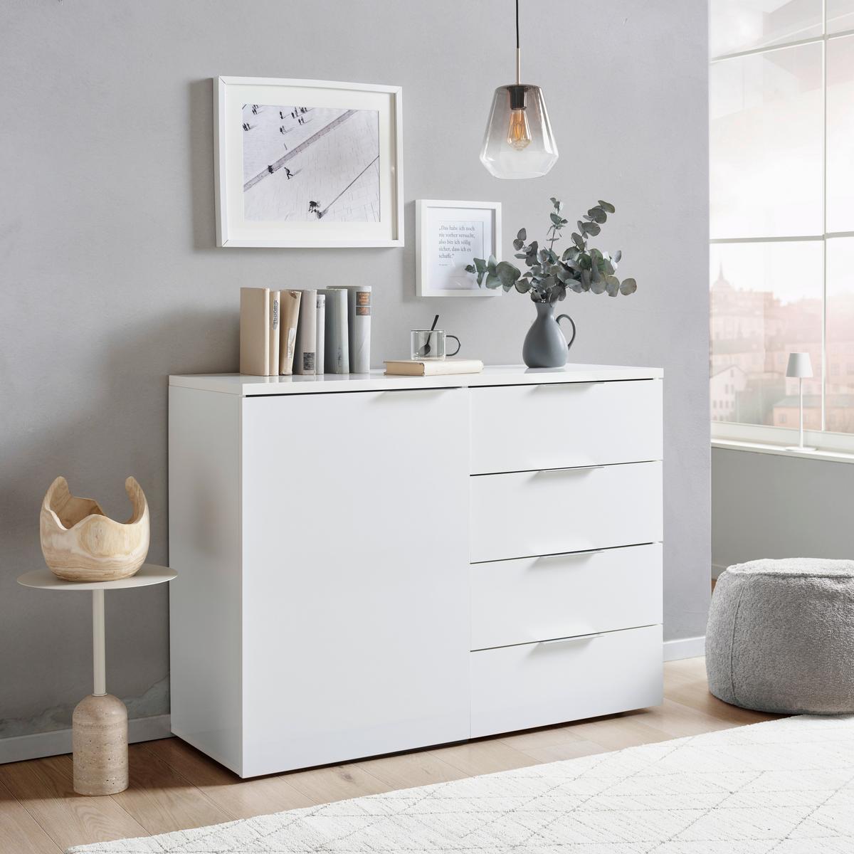 Kommode 120 cm Split 2, Weiß - Weiß/Grau, MODERN, Holz (120/89/43cm) - Luca Bessoni