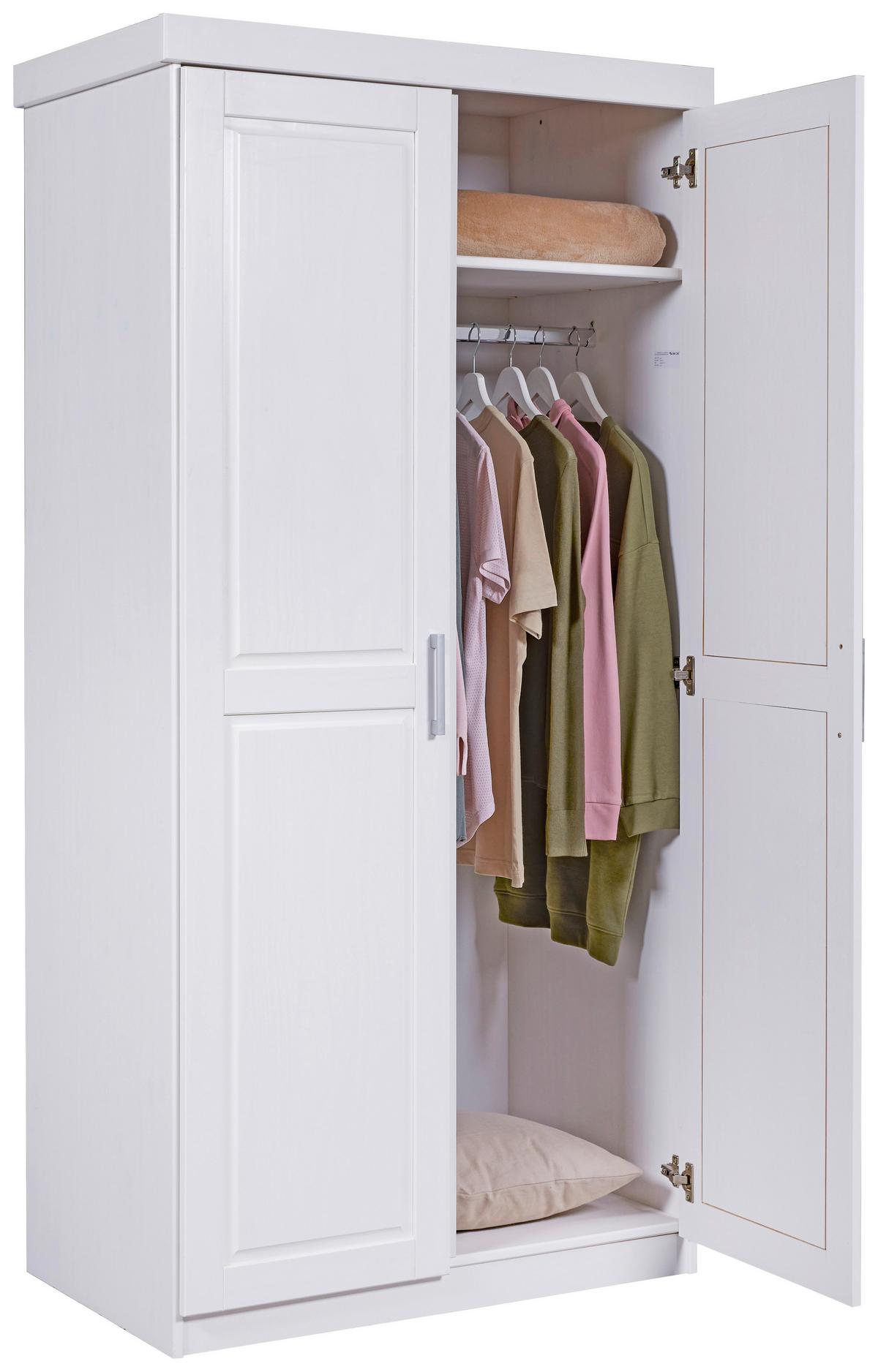 Drehtürenschrank 95cm Hakon Kiefer Massiv - Weiß, LIFESTYLE, Holz (95/190/55cm) - MID.YOU