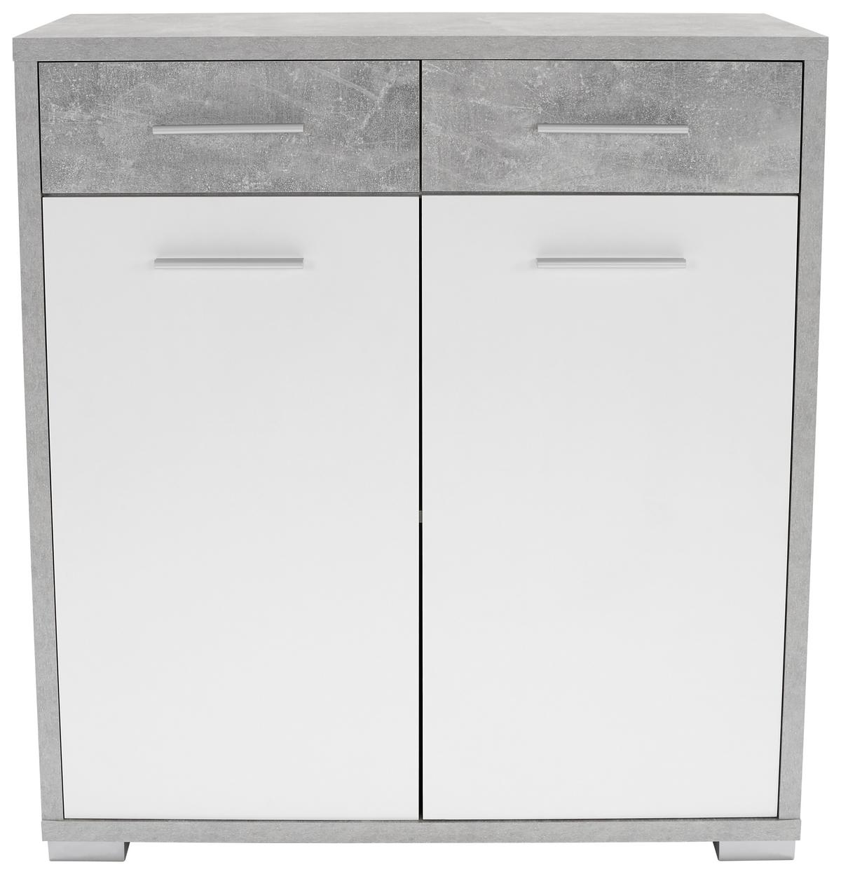 Kommode B 98 cm Q-Big New, Beton Optik/Weiß - Weiß/Grau, MODERN, Holz (98/105/44cm)