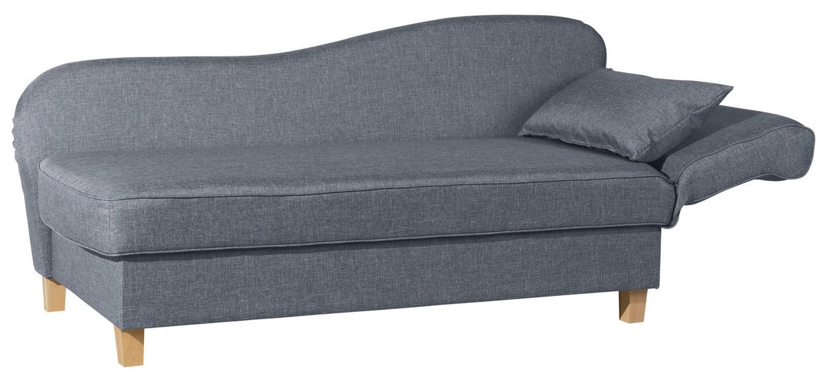 Recamiere Selma Blau Rechts mit Bettkasten+schlaffunktion - Blau/Buchefarben, Design, Textil (190/88/82cm) - Max Winzer