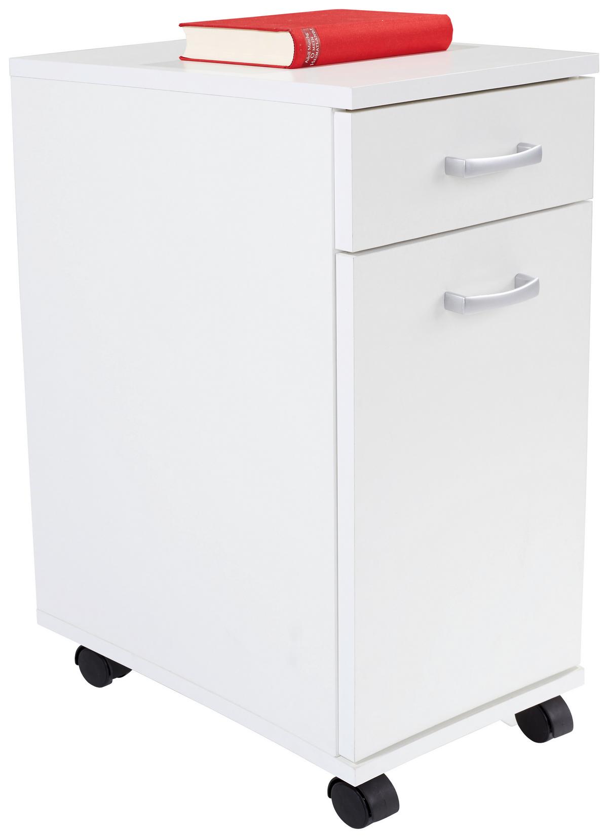 Rollcontainer Weiß Rimini 33x59,5x38 Cm - Weiß, MODERN, Holzwerkstoff (33/59,5/38cm)