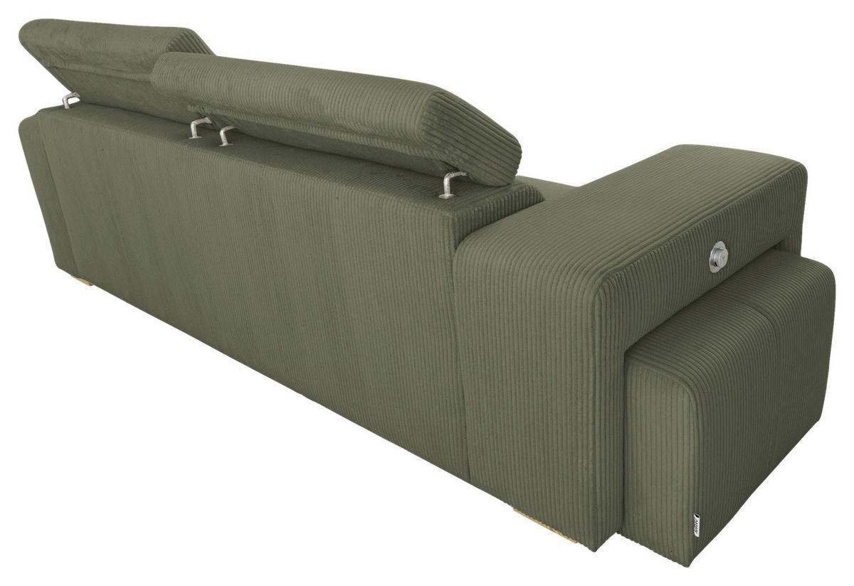 3-SitzerSofa m. Schlaffunktion Sirius S olivgrün, B: 251cm - Schwarz/Olivgrün, KONVENTIONELL, Holz/Holzwerkstoff (251/96/100cm)