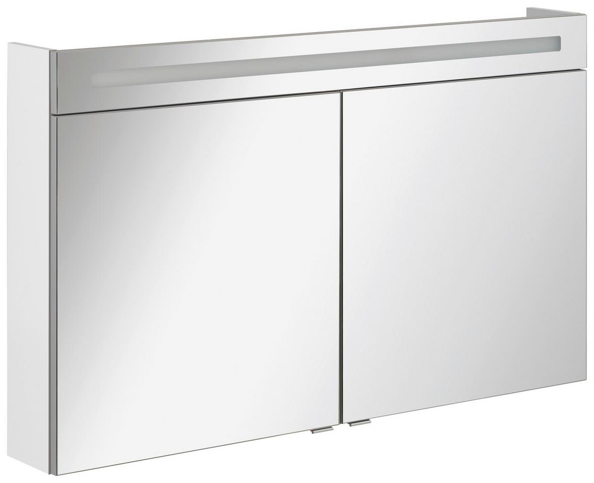 Spiegelschrank B.clever Mit Led 2-Türig BxHxT: 120x71x16 cm - Weiß, MODERN, Glas/Holzwerkstoff (120/71/16cm) - MID.YOU