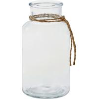 Vase Margot Gerade Kalk-Soda-Glas H: 16 Cm - Klar/Naturfarben, MODERN, Glas/Textil (8,3/16cm) - Luca Bessoni