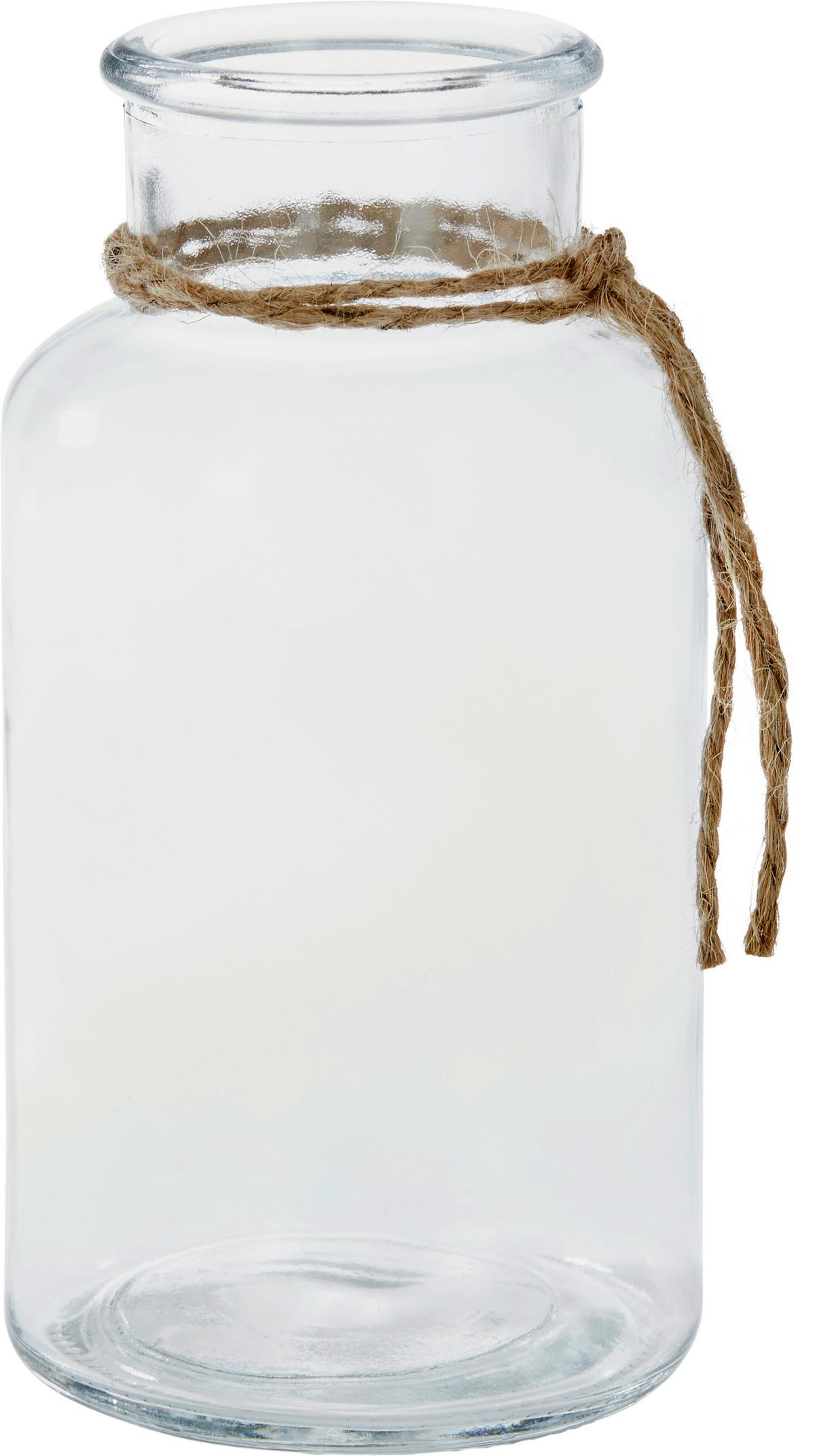 Vase Margot Gerade Kalk-Soda-Glas H: 16 Cm - Klar/Naturfarben, MODERN, Glas/Textil (8,3/16cm) - Luca Bessoni