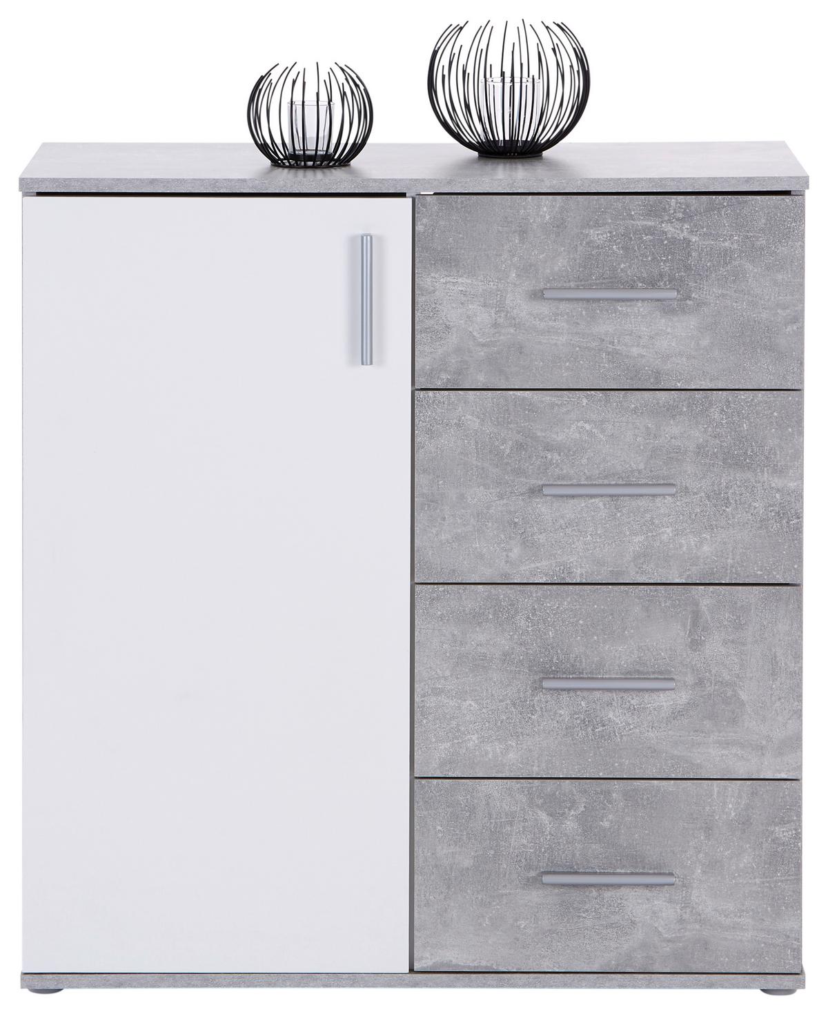 Kommode mit Schubladen 88,2 cm Ina 02 Weiß - Hellgrau/Weiß, MODERN, Holzwerkstoff (88,2/94,8/38,3cm)