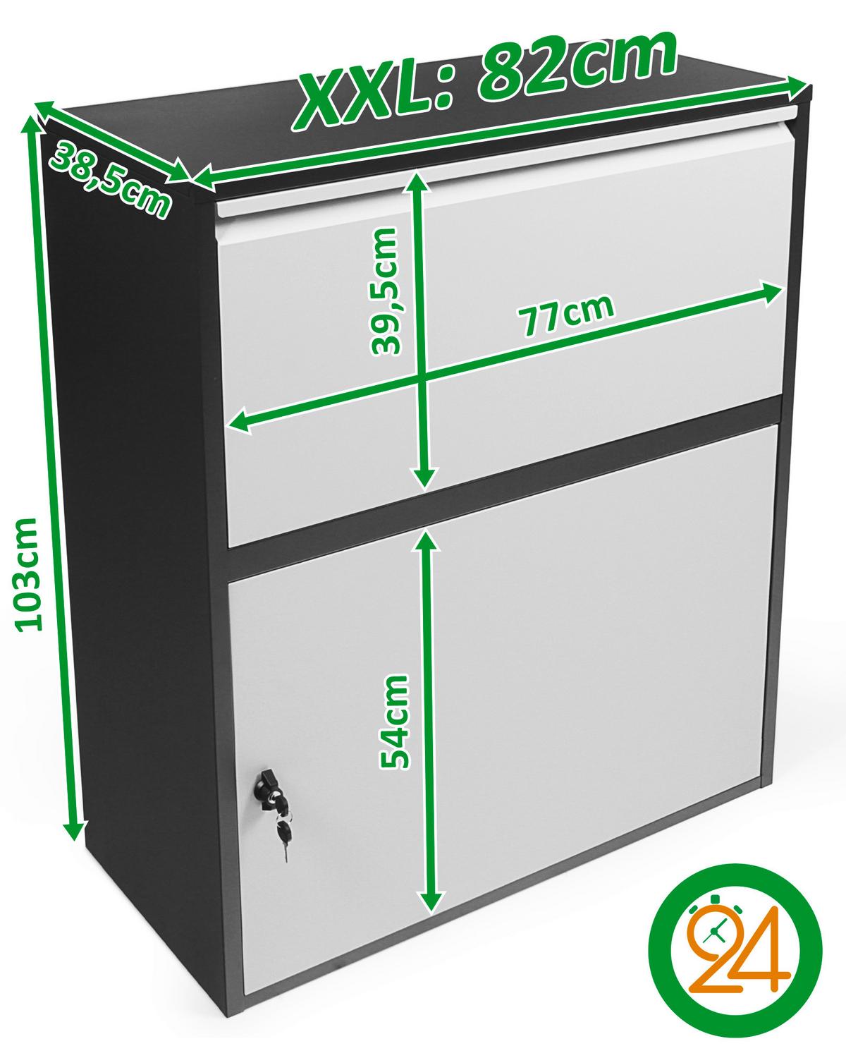 Paketbox Mit 2 Schlüsseln Grau/schwarz H: 103 Cm - Schwarz/Grau, Basics, Metall (82/103/38cm)