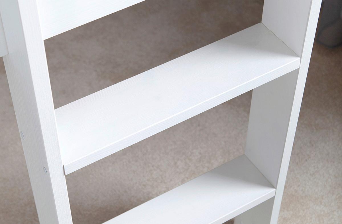 Hochbett Malte Weiß inkl. Rollrost, Vorhang, 90x200 cm - Weiß/Naturfarben, Natur, Holz (90/200cm) - MID.YOU