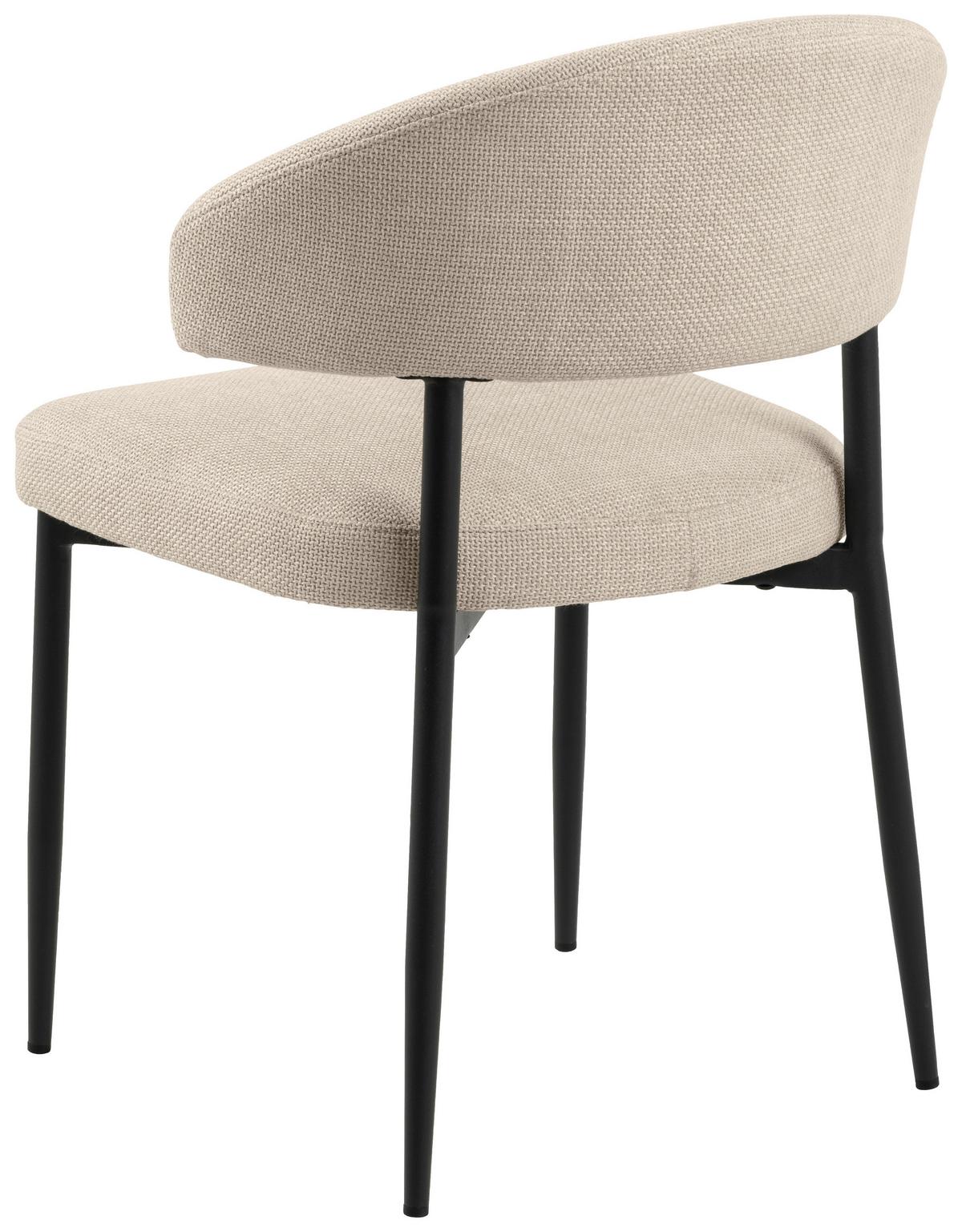 Esszimmerstuhl Edina Beige Metall-Beine - Beige/Schwarz, Trend, Textil/Metall (56/77/55cm) - MID.YOU