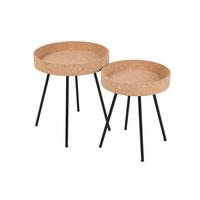 Beistelltischset Naturfarben/schwarz B: 45 Cm - Schwarz/Naturfarben, Design, Holz/Holzwerkstoff (45-38/45-38/50-45cm) - Livetastic