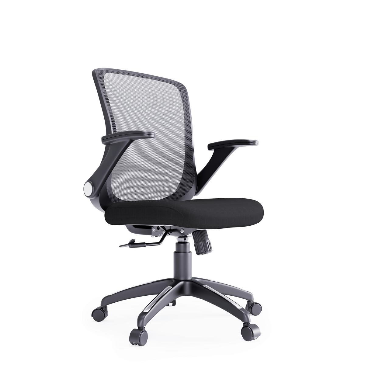 Drehstuhl Toronto Schwarz B: 65 Cm - Silberfarben/Schwarz, Design, Kunststoff/Textil (65/108/65cm) - MID.YOU