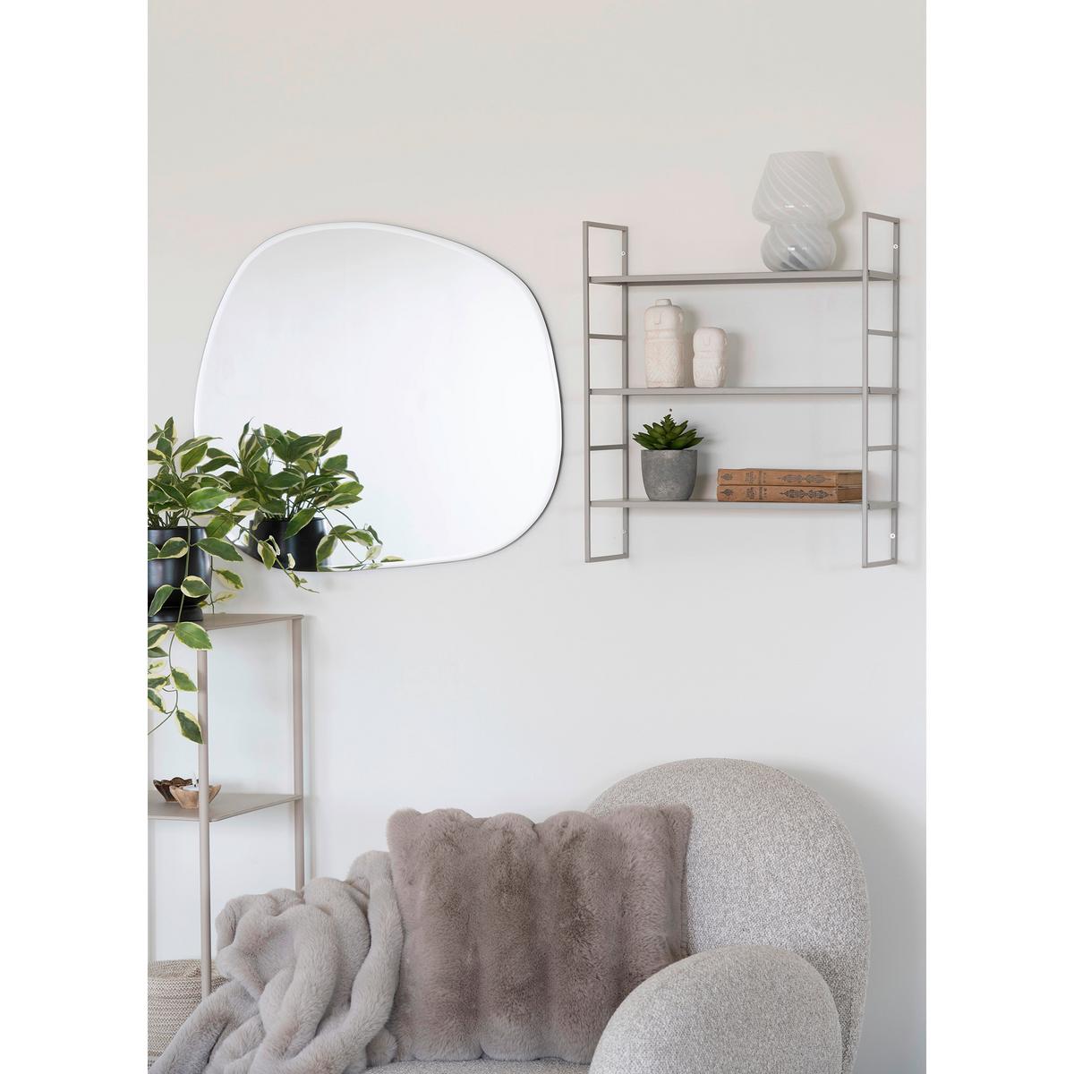 Wandregal Beja Grau B: 48 Cm - Grau, Design, Metall (48/55/17cm)