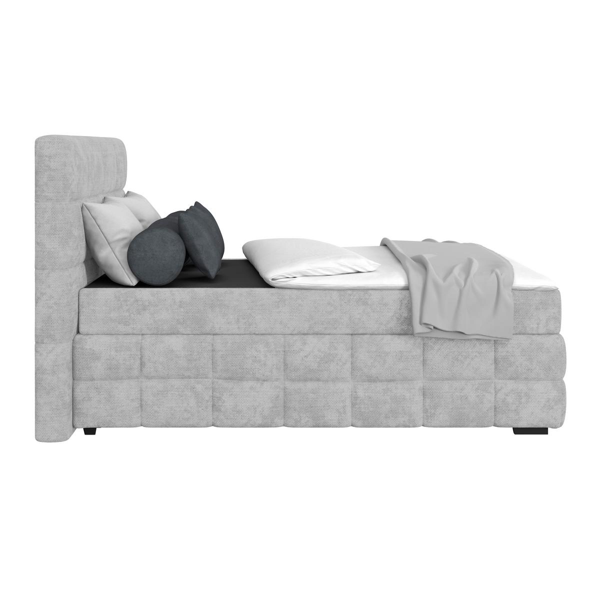 Čalúnená posteľ VEGA 140x200 cm, svelosivá - čierna/zelená, Trend, drevo/textil (140/200cm)