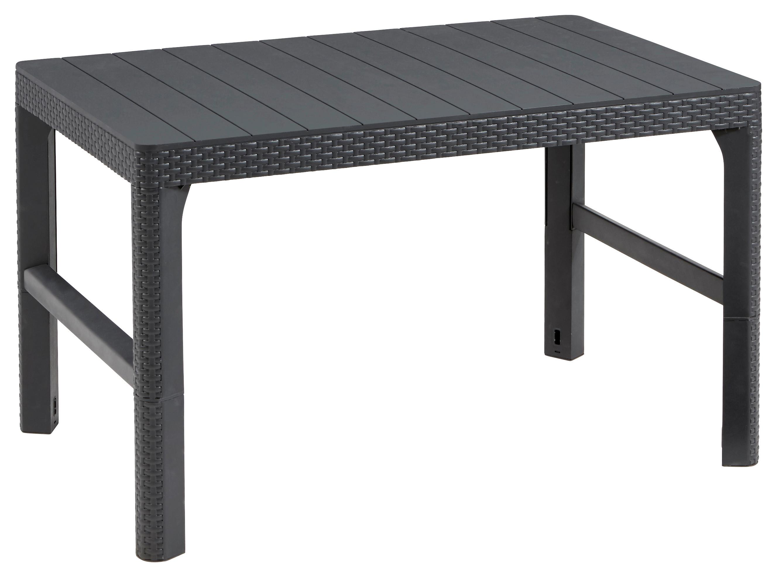 Gartentisch höhenverstellbar Lyon Polyrattan L 116 cm - Graphitfarben, MODERN, Kunststoff (116/40/64/72cm) - Keter