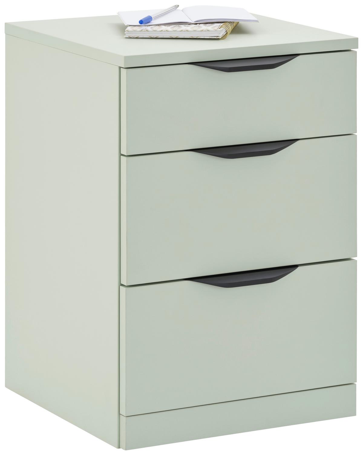 Kommode Rimini Mit 3 Laden Salbeigrün, B: 40 cm - Salbeigrün, Trend, Holzwerkstoff/Kunststoff (40/60,1/40cm)