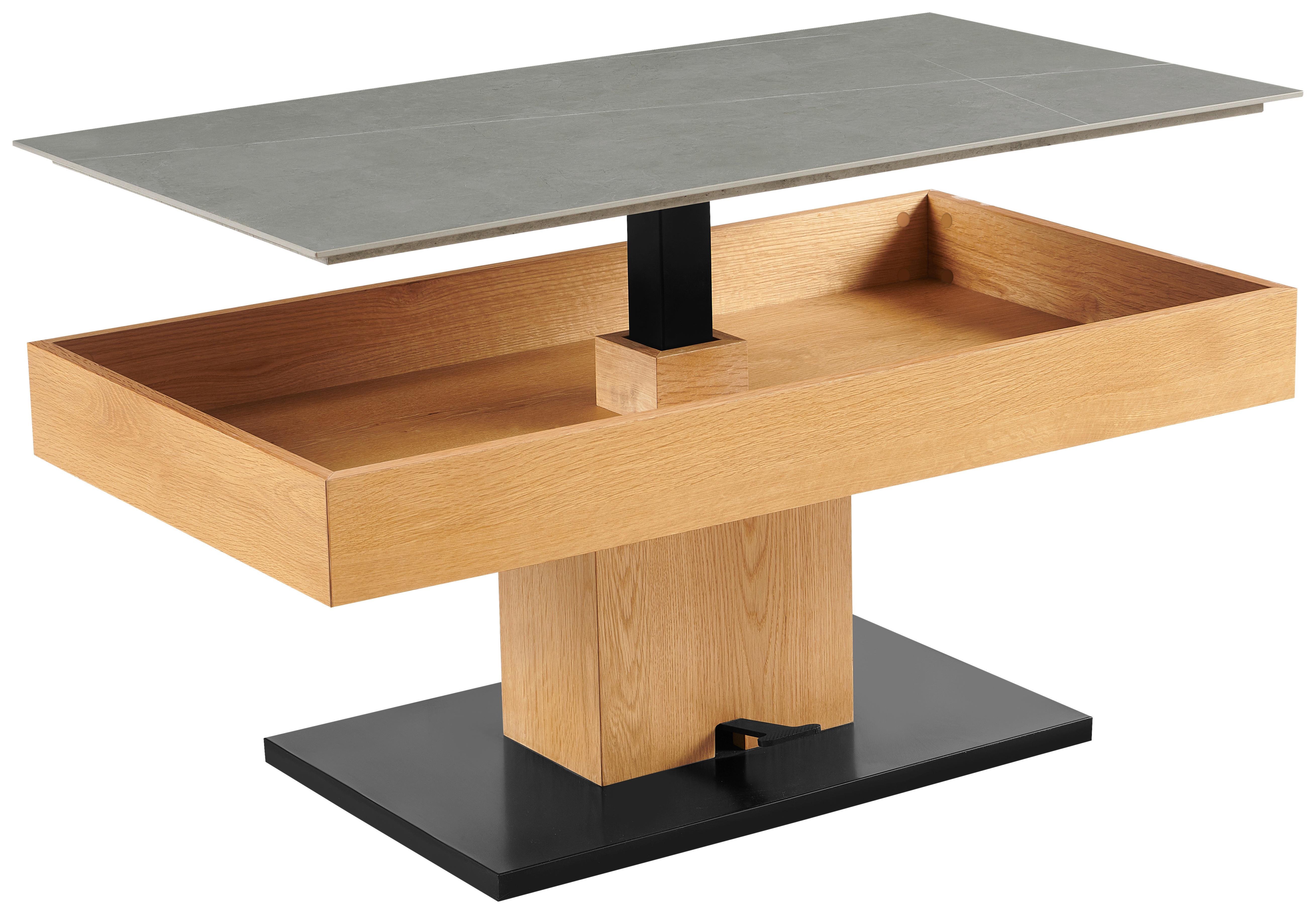 Couchtisch Kapstadt 1 - Eichefarben/Schwarz, MODERN, Holz/Keramik (110/46/60cm)