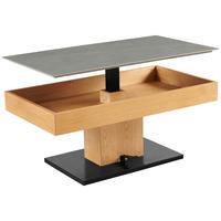 Couchtisch Kapstadt 1 - Eichefarben/Schwarz, MODERN, Holz/Keramik (110/46/60cm)