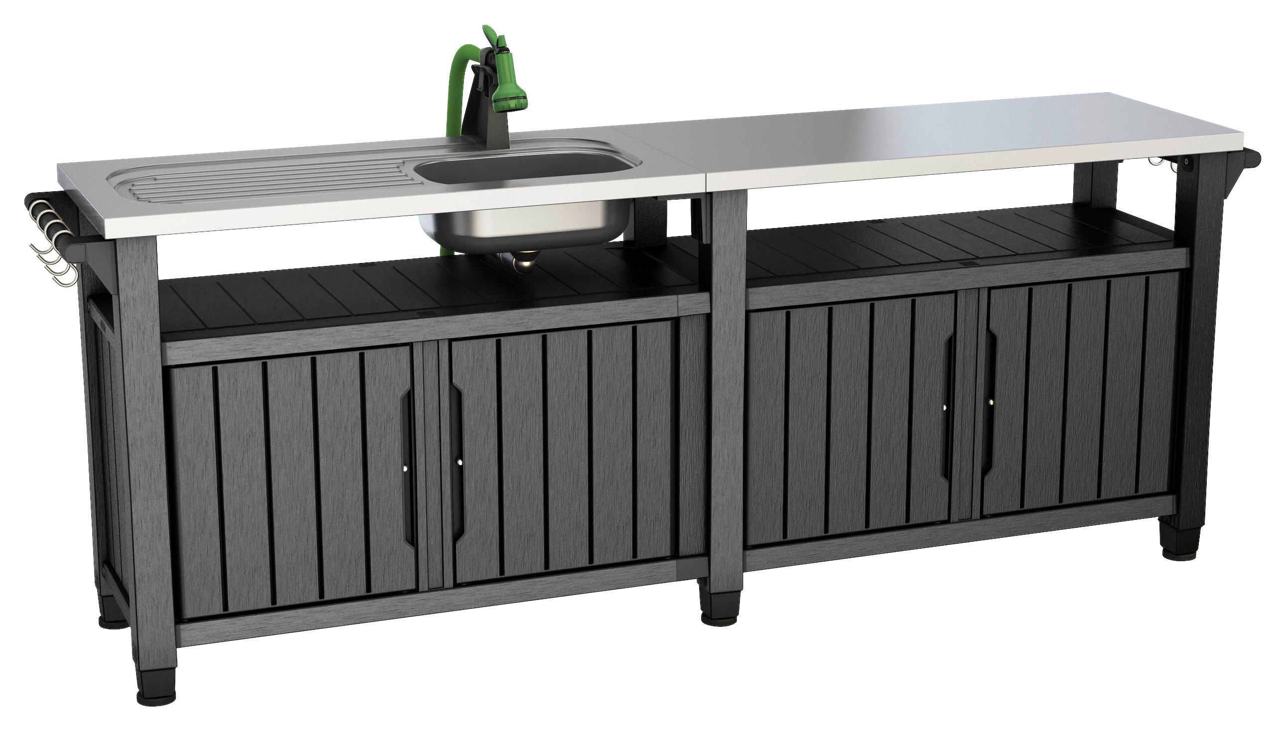 ZAHRADNÍ BAROVÝ STŮL UNITY CHEF - barvy grafitu, Design, plast (237/90/52cm) - Ambia Garden
