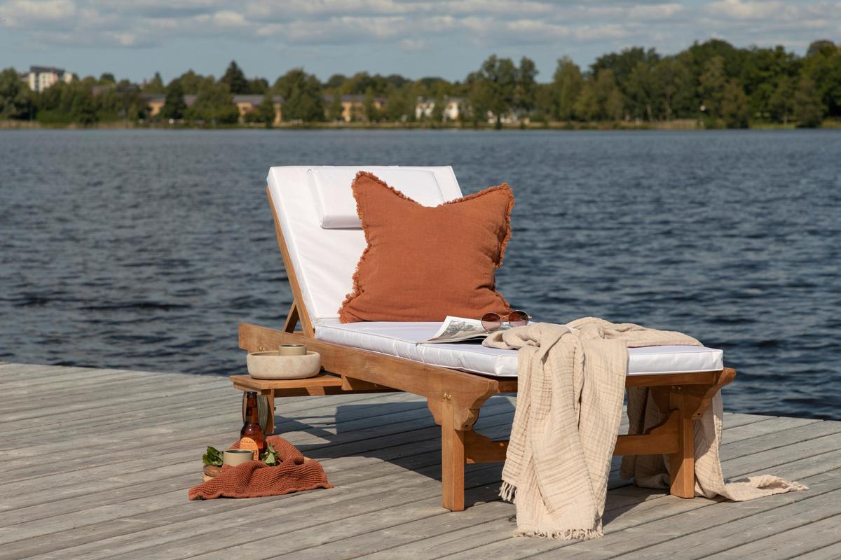 Sonnenliege Ghana - Teakfarben, KONVENTIONELL, Holz (200/33/65cm) - Gardenson