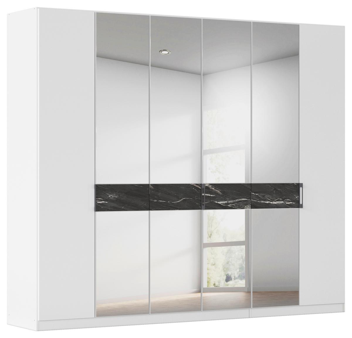 Drehtürenschrank Versity-d Alpinweiß/marmoptik 6-Trg. - Silberfarben/Weiß, Trend, Holzwerkstoff (271/229/54cm) - James Wood