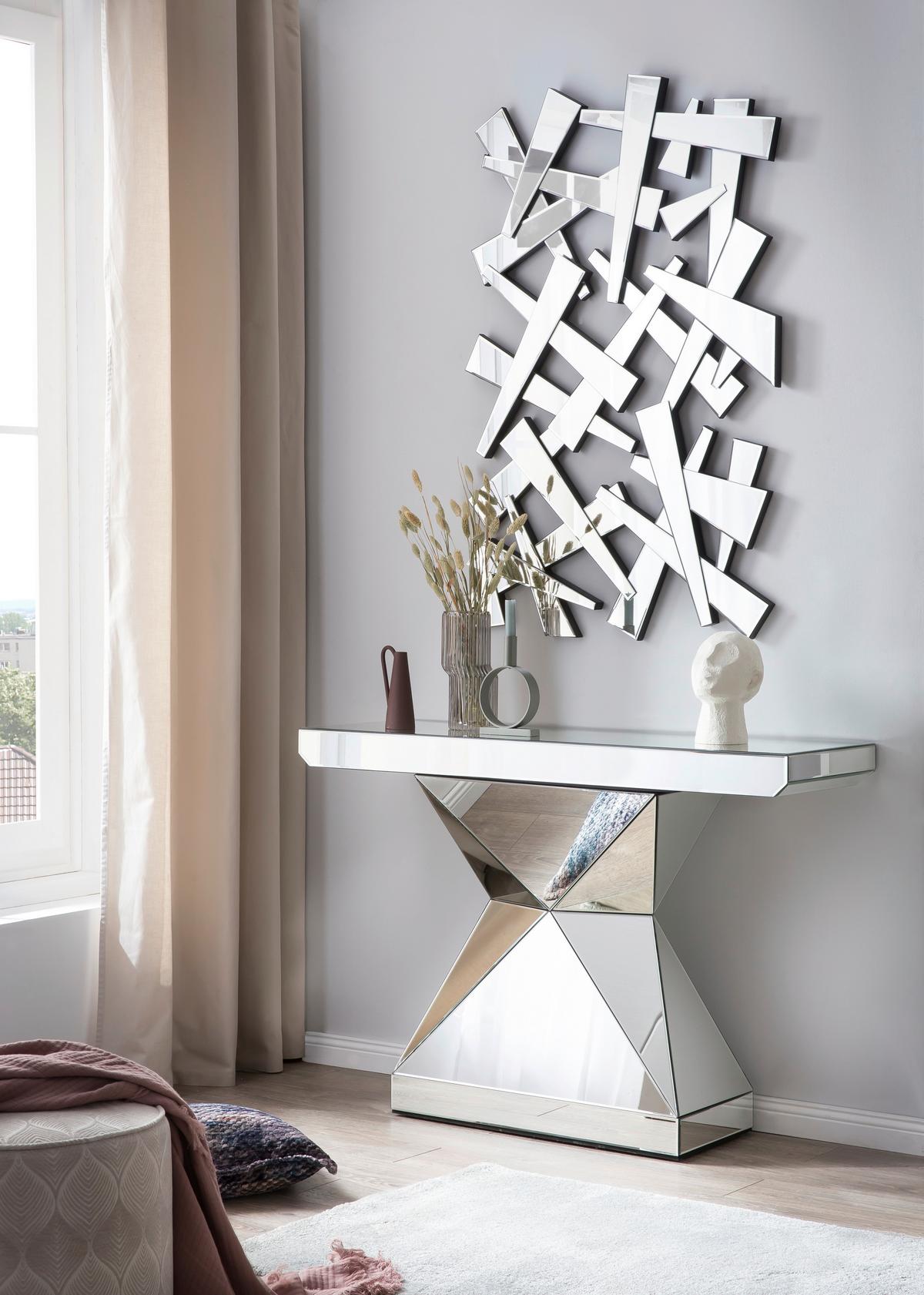 Konsolentisch Silberfarben L: 120cm - Silberfarben, Design, Glas/Holzwerkstoff (120/35,5/81cm) - Livetastic