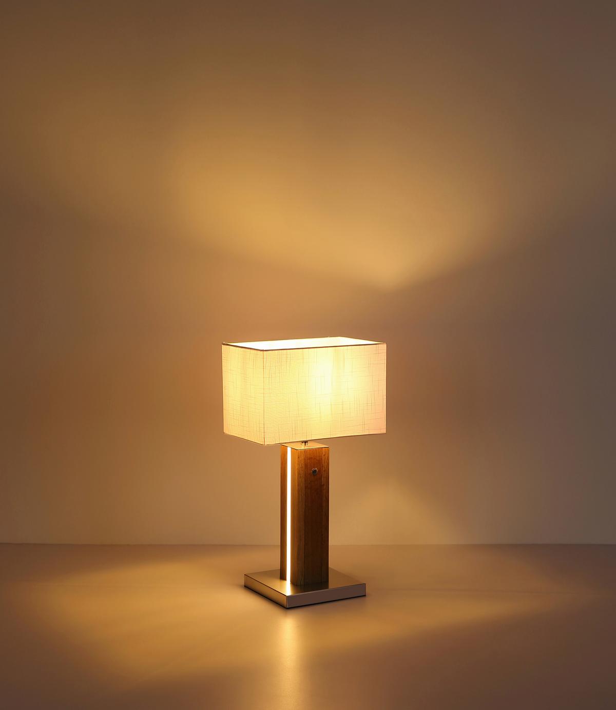 Tischleuchte Weiß 230V LxBxH: ca. 30x20x56 cm - Chromfarben/Transparent, Design, Holzwerkstoff/Kunststoff (30/20/56cm) - Globo