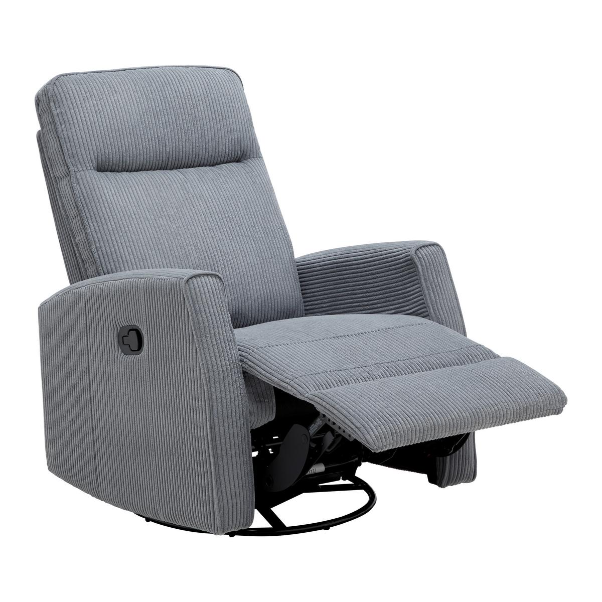 Relaxačné kreslo MELINDA, tm.sivý menčester, max. 140 kg - čierna/tmavosivá, Konventionell, kov/drevo (76/103/96cm) - Mömax