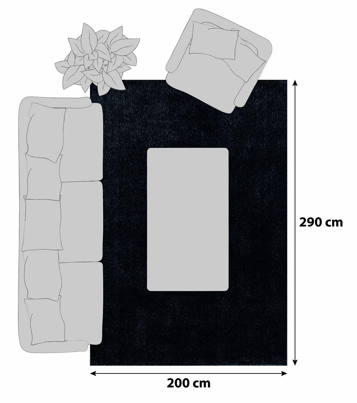 Hochflor Teppich Anthrazit Ata 200x290 Cm - Anthrazit, Design, Textil (200/290cm) - Novel
