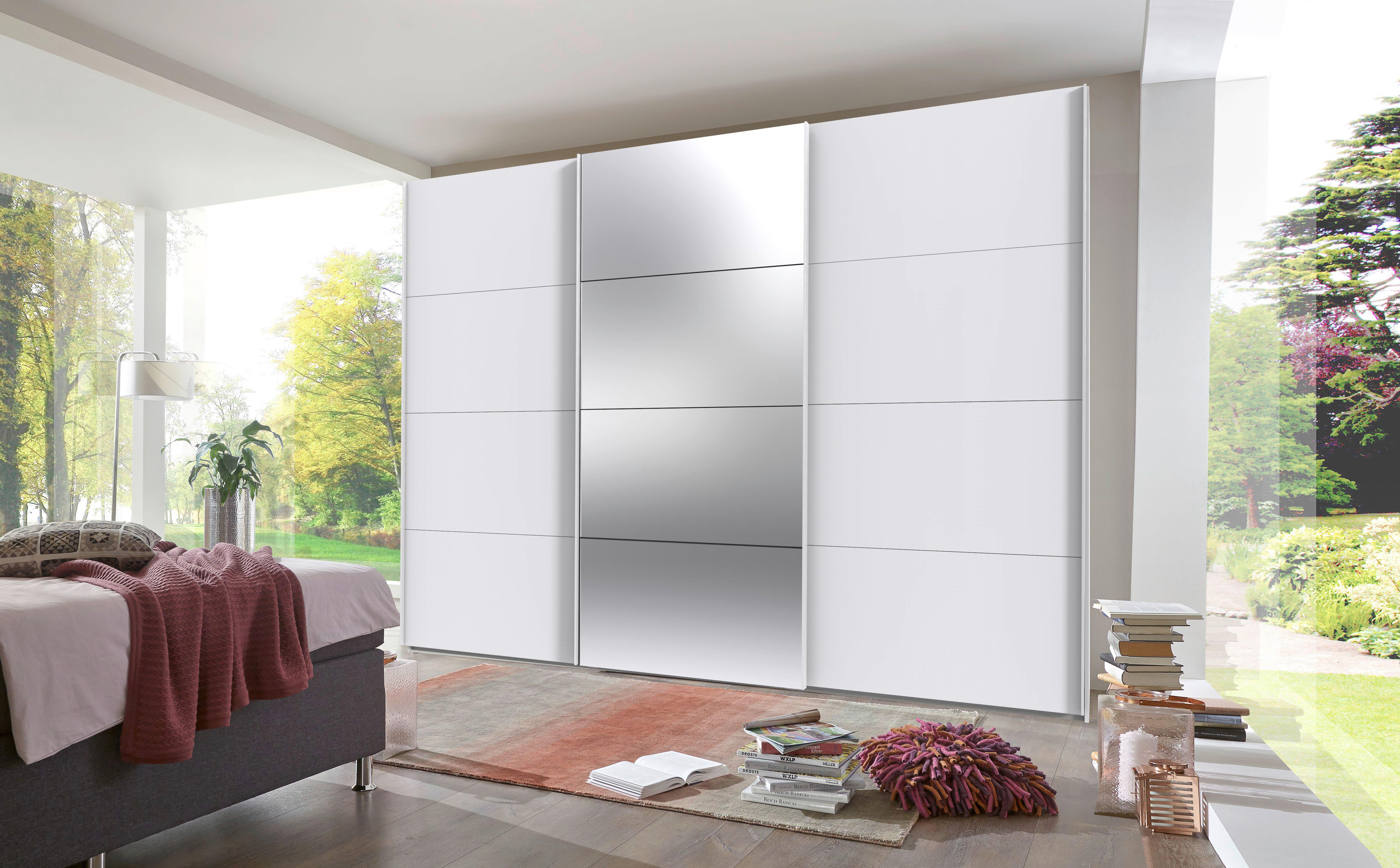 Schwebetürenschrank B: 313 Cm Norderstedt Weiß - Weiß, MODERN, Glas/Holzwerkstoff (313/236/64cm) - MID.YOU