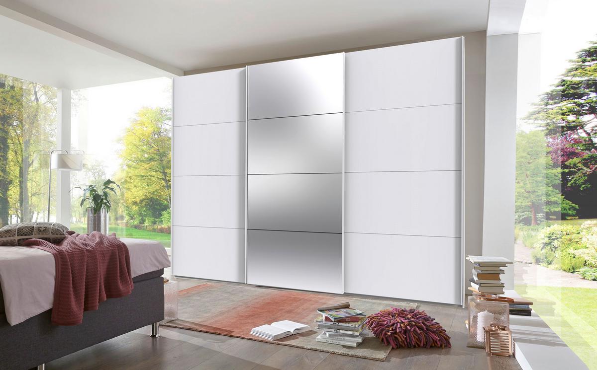 Schwebetürenschrank B: 313 Cm Norderstedt Weiß - Weiß, MODERN, Glas/Holzwerkstoff (313/236/64cm) - MID.YOU