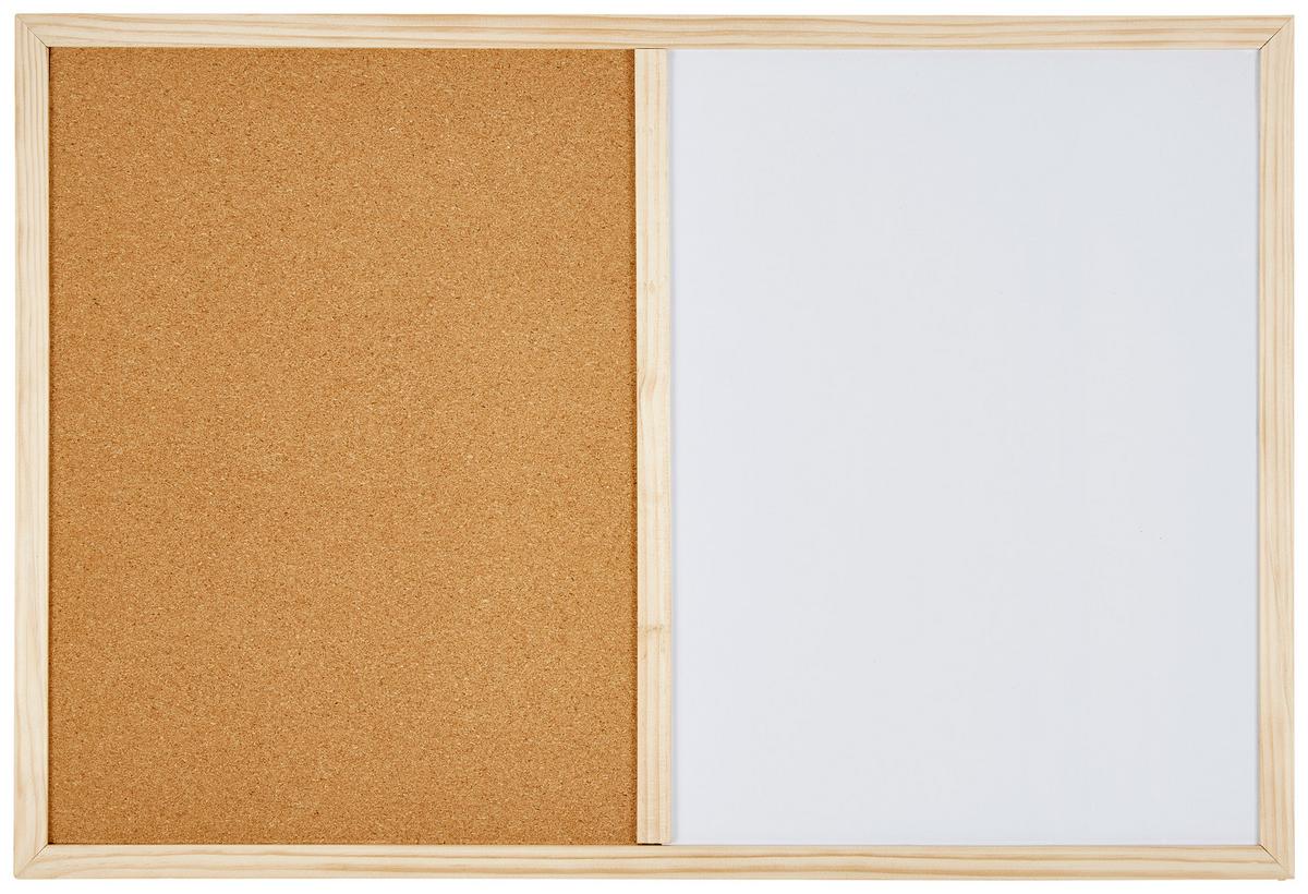 Pinnwand Beat mit Magnettafel, 60x40 cm - Naturfarben/Weiß, Basics, Karton/Holz (60/40cm) - Homezone