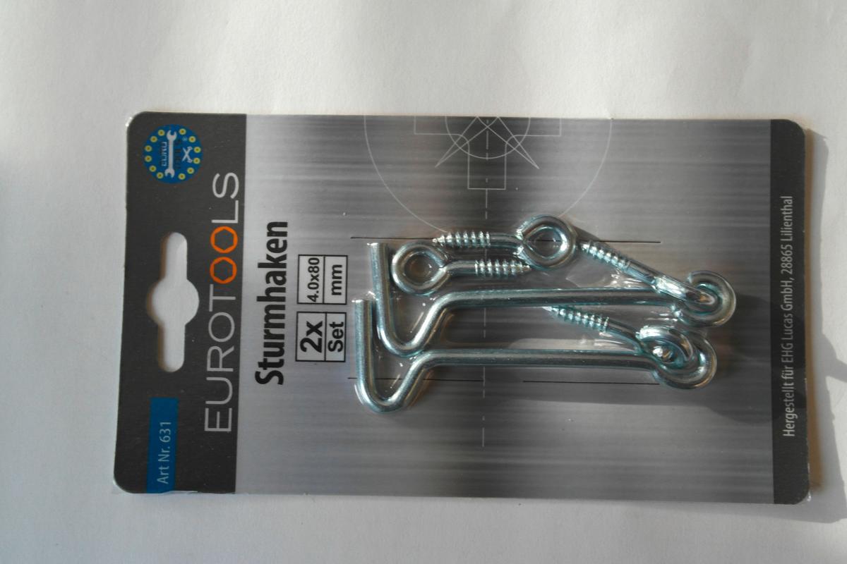 Sturmhaken Eisen Chromfarben 2 Stk. L: 8 cm - Basics, Metall (15,5/8,5/1,5cm)